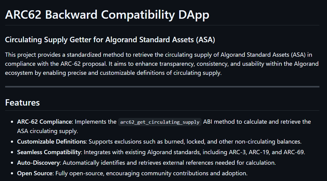 ARC62 Backward Compatibility D-App