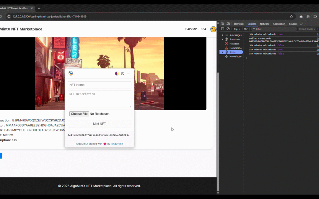 AlgoMintX – Plug-and-Play NFT Marketplace SDK
