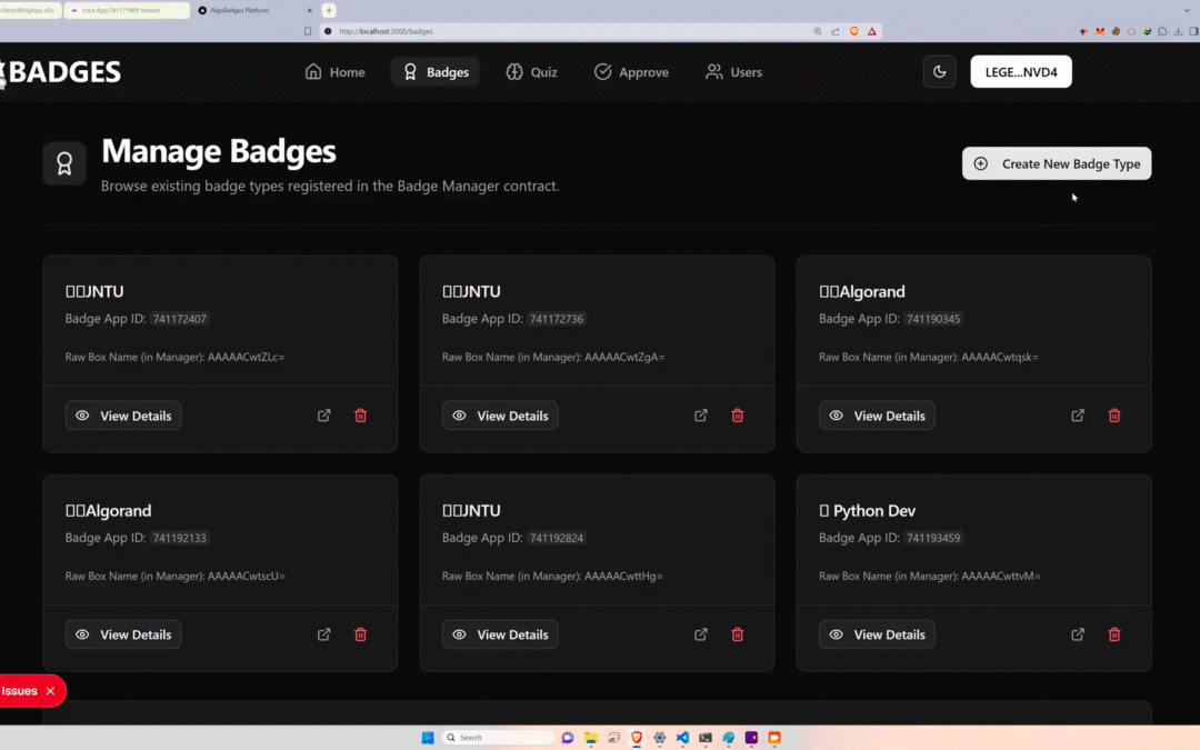AlgoBadges – ARC NFT Credential Platform with Multisig