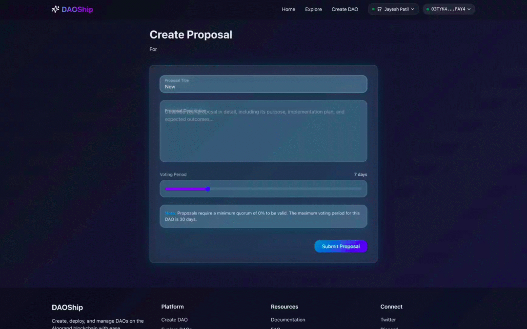 DAOShip – No-Code DAO Builder on Algorand